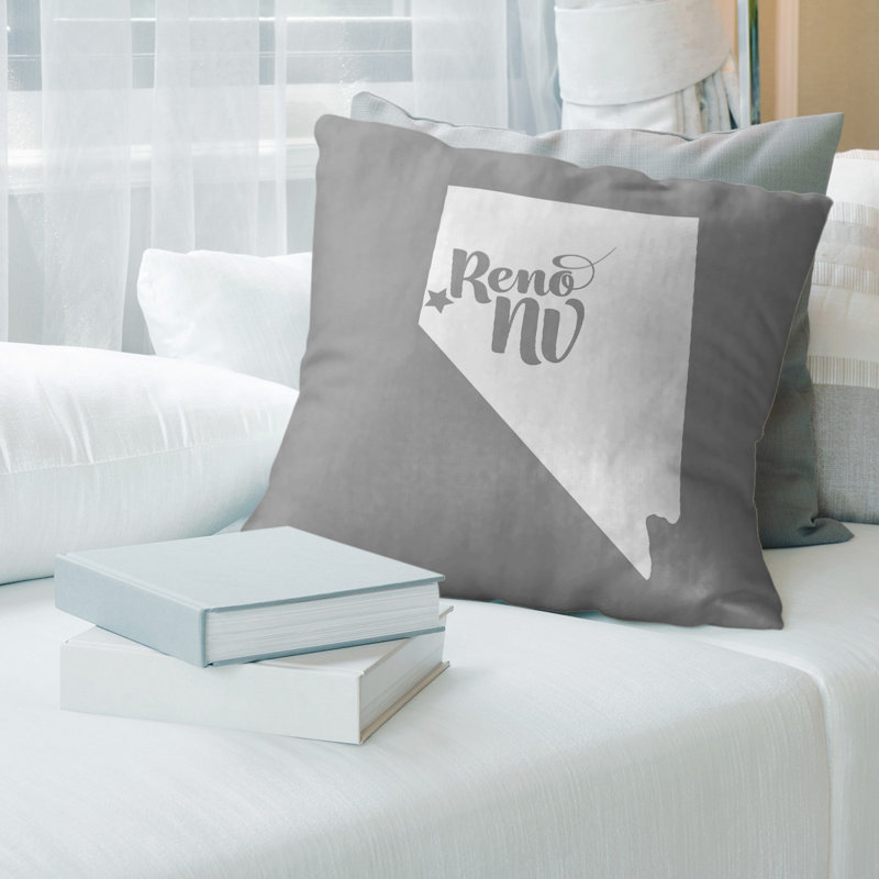 Linen Reversible Throw Pillow, Reno, 14" x 14", Gray