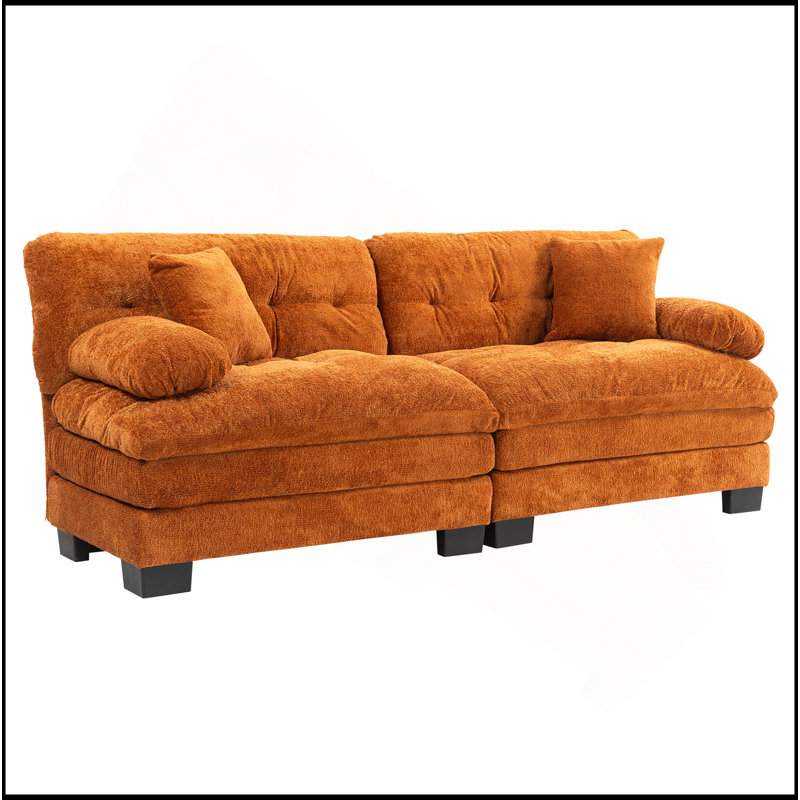 Canapé modulaire à deux places Canapé modulaire à assise profonde Canapé-lit en chenille Canapé-lit, Orange