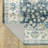 Jacquarius Vintage Bordered Traditional Blue/Ivory Washable Area Rug Mat-1300556911