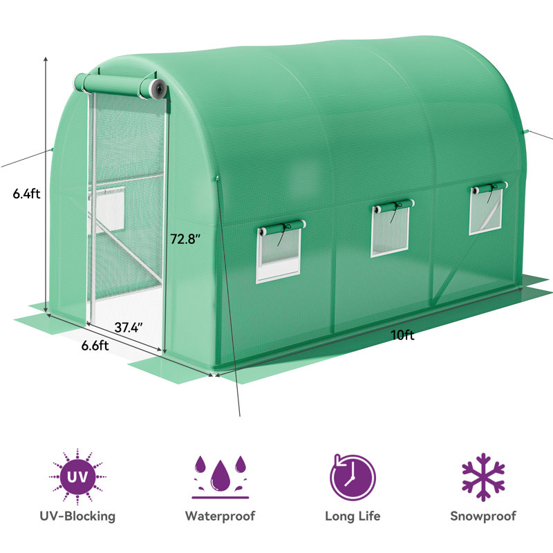Walk-in Greenhouse, 75" H x 78" W x 43" D, Green