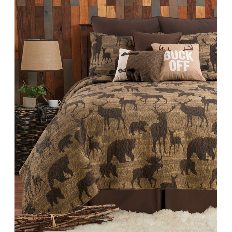 Griffith 14" x 18" Brown and White Cotton Applique Throw Pillow