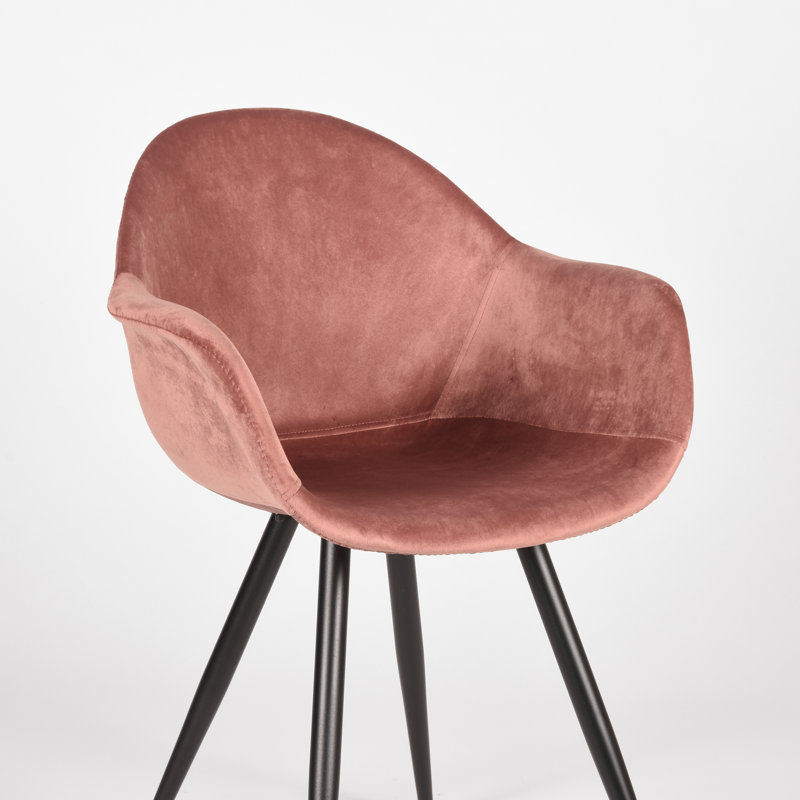 Feather 49cm H Velvet Upholstered Armchair, Old Pink