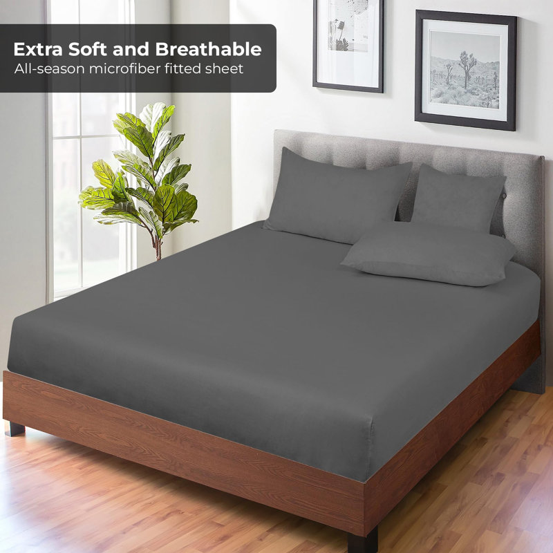 Royale Linens 6 Pack Set | Bottom Sheet | Ultra Soft & Breathable | Brushed Microfiber | Wrinkle & Stain Resistant | Hotel Quality Deep Pocket Stretches Up to 16"