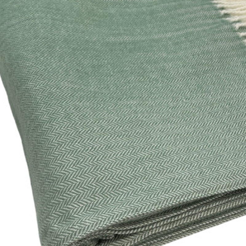  Soft Acrylic Herringbone Throw Blanket, 50" L x 60" W, Pastel Green Herringbone