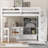 Classic White Solid Pine Full Size Loft Platform Bed with Integrated L-Shaped Desk and Built-In Storage