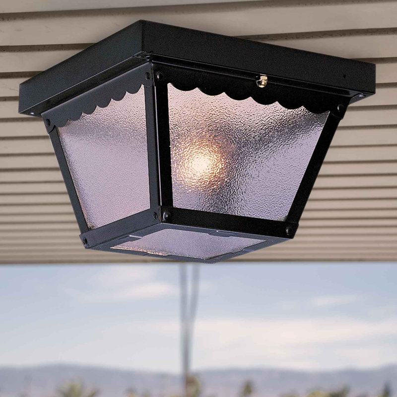 Plafonnier encastré carré noir 2 lumières avec verre texturé transparent