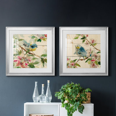 " Birds And Blossoms I " 2 - Pieces Painting Print