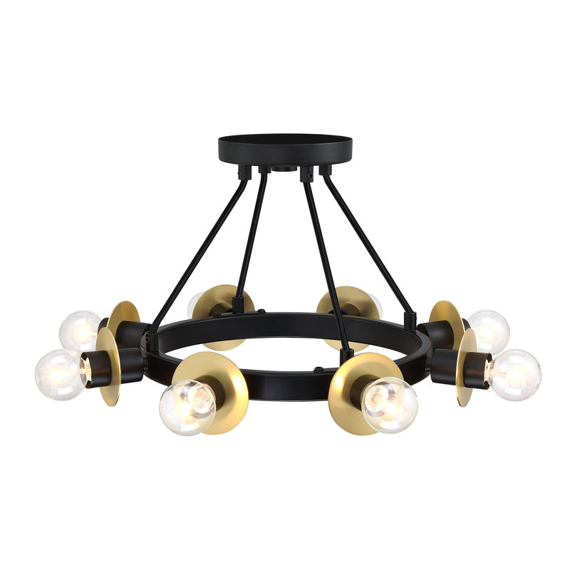 Malayha 8 - Light Steel Dimmable Wagon Wheel Chandelier