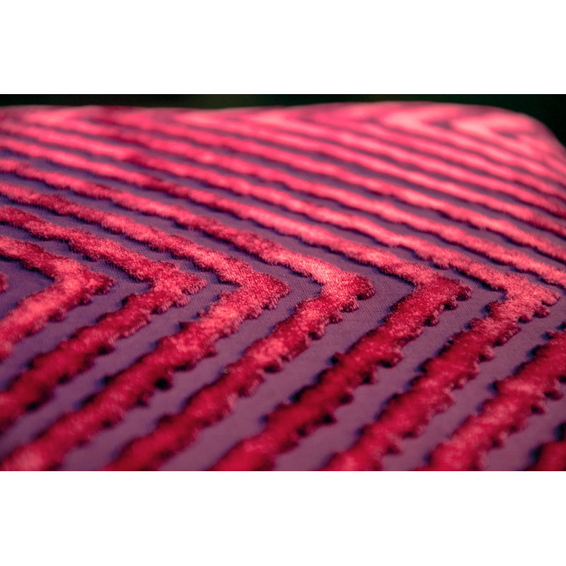 Chevron Velvet Pillow Cover & Insert, 22"H x 22"W, Copper Ivy
