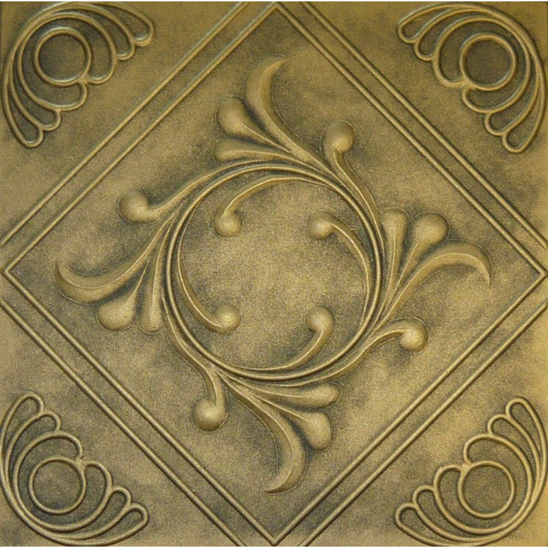 Carreau de plafond en polystyrène recouvert de diamant 1,6 pi x 1,6 pi Diamond Wreath, Laiton antique