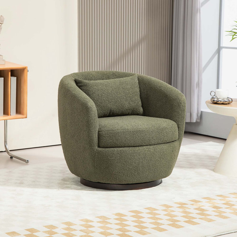 Fauteuil demi-tonneau pivotant de 30,3 po Dollinda, Vert foncé