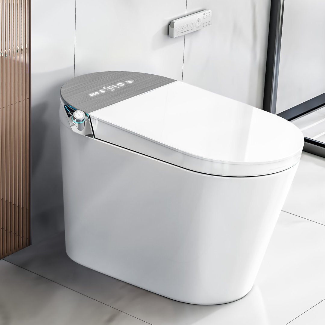 YULIKA 1.31 Gallons GPF Elongated Floor Mounted Bidet Toilet (Seat Included) YULIKA