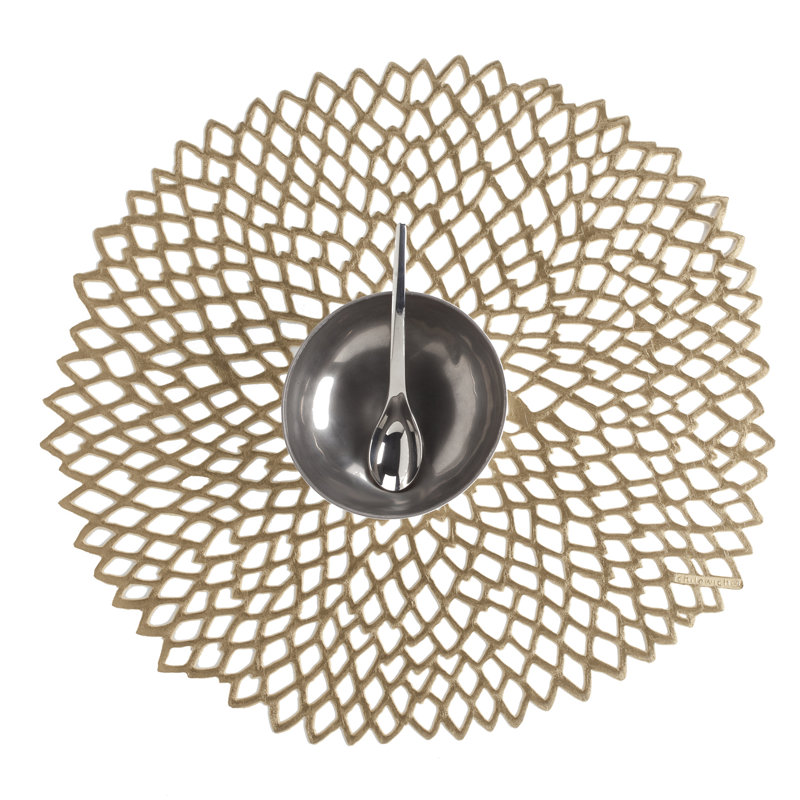Dahlia Vinyl Solid Colour Round Placemat, Brass