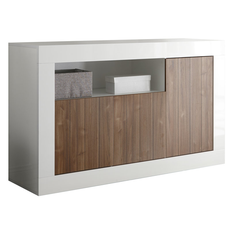 Hisey 138 Cm Wide Sideboard, White/Walnut