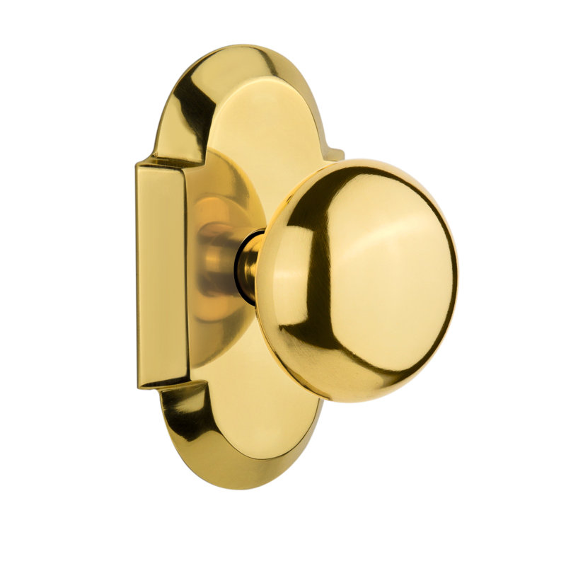 Cottage Plate with New York Door Knob, Polished Brass, 2.375"