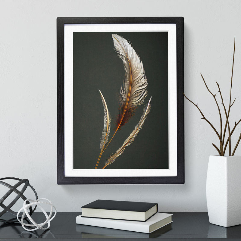 Angel Feathers - Wrapped Canvas Print, 64cm H x 46cm W, Black Framed