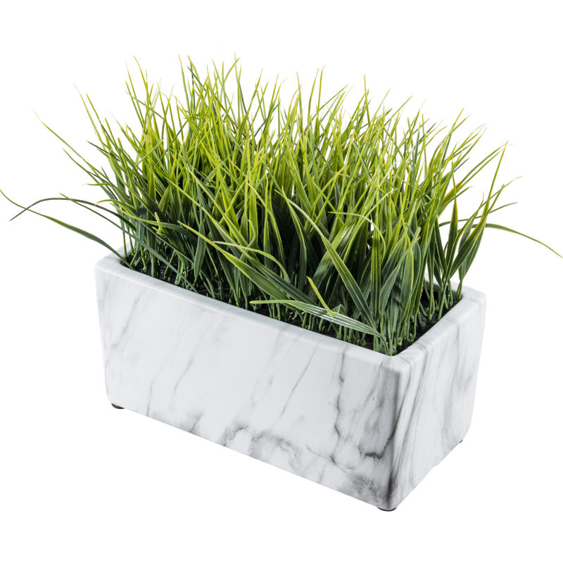 24.9cm Faux Grass in Ceramic Pot