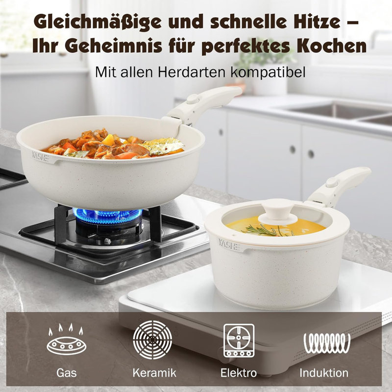 21 - Piece Aluminum Cookware Set, White