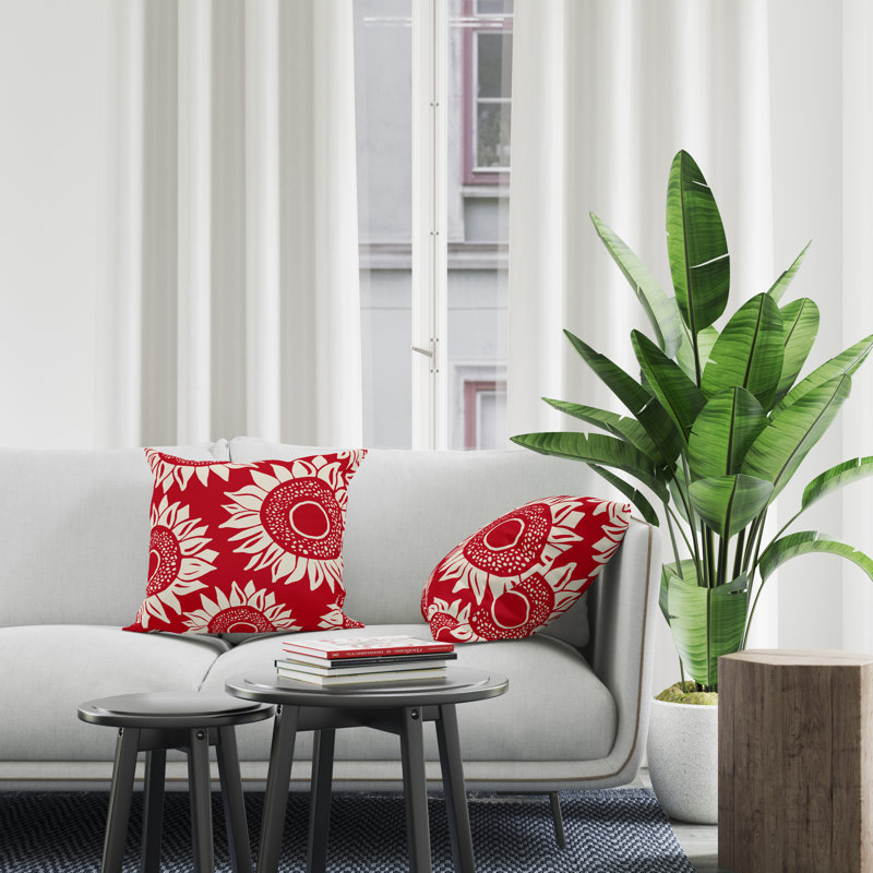 Jeté carré en polyester intérieur / extérieur, L 19 po x H 19 po, Rouge