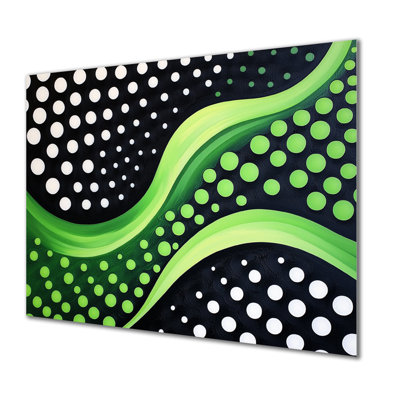 Minimaliste, jeu optique vert et noir I - art minimaliste, impression sur métal moderne, H 12 po x l 20 po
