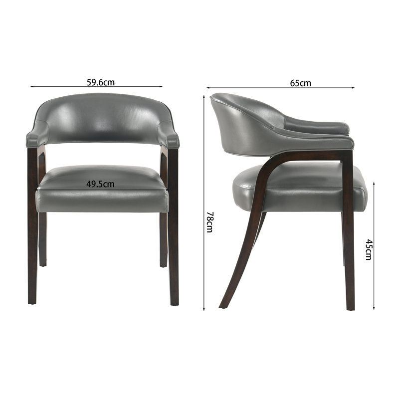 Color R-Shaped Arm Barrel Dining Chair (Set of 3), Gray