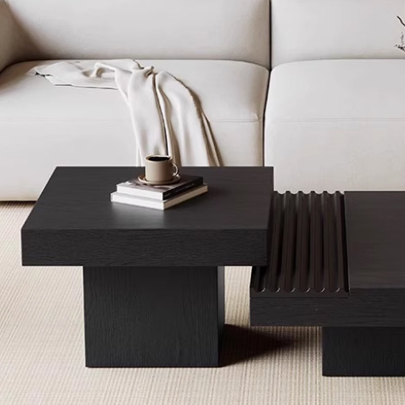 Table basse rétro et haut de gamme en bois massif, Noir