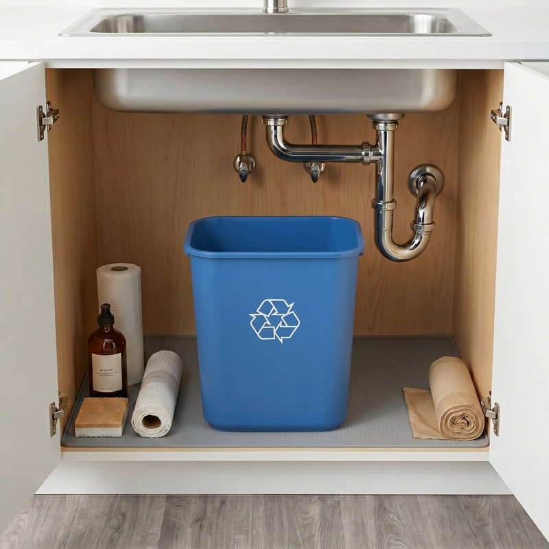 Corbeille de recyclage rectangulaire 7 gallons | Ensemble de 6, Bleu