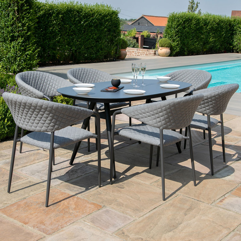 Bergh 6 Seat Oval Dining Set, Grey