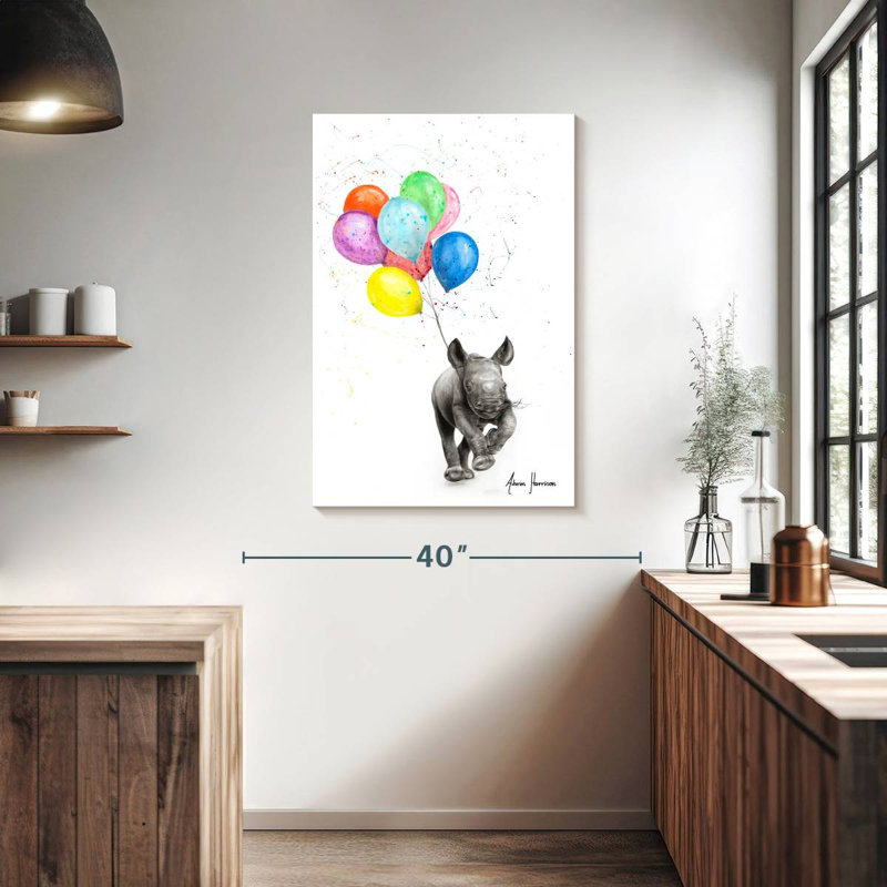 Brampt le rhinocéros et les ballons, H 39 po x l 26 po