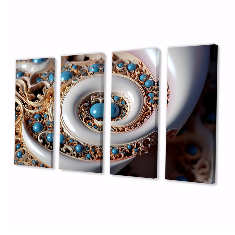 Tourbillon tourbillonnant, ensemble d'illustrations murales bleues et spirales abstraites - bleu, H 28 po x l 48 po