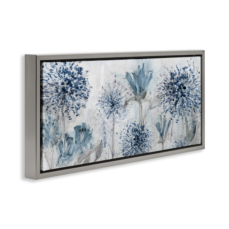 «Speckled Flower Impressions», art mural encadré flottant gris par Susan Jill, Cadre flottant gris lustré, H 14 po x l 31 po