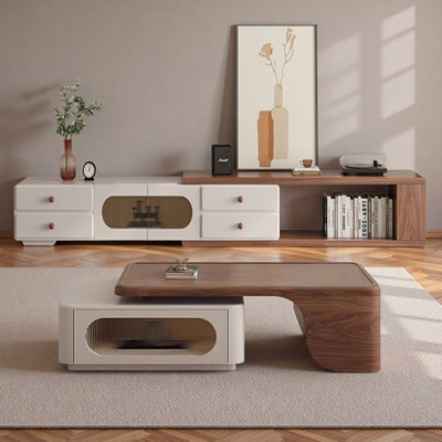 Extendable Wood TV Stand & Coffee Table Set
