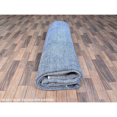 10'x12'7" Blue Hand Knotted Vintage Zoroastrian Tebraz Wool Oriental Rug 52A089CA66C04F759BCAB57216ABB089