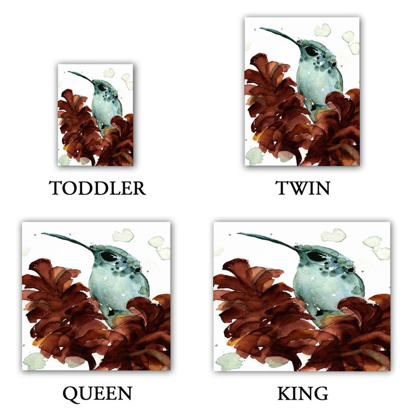 Ensemble de housse de couette novembre colibris, 1 housse de couette grand + 2 taies standards