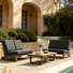 Polett Solid Wood Group Outdoor Conversation Set With Two Loveseats And Coffee Table