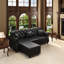 Canapé Chesterfield 82,6 po avec garniture cloutée et accoudoirs roulés de style moderne de 82,6 po avec capitonnage à boutons et capitonné, comprend 3 coussins, noir-2072339458