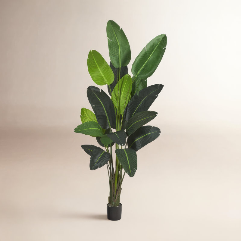Faux Banana Leaf Tree in Pot Liner, 96" H x 34" W x 29" D