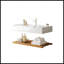 Meuble-lavabo mural flottant avec lavabo vasque, lavabo intégré en acrylique et tablettes en noyer foncé pour les espaces modernes