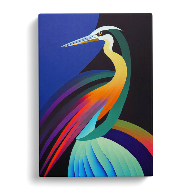 Heron Bird In Abstract Vol.3 - Wrapped Canvas, 50cm H x 35cm W x 3cm D