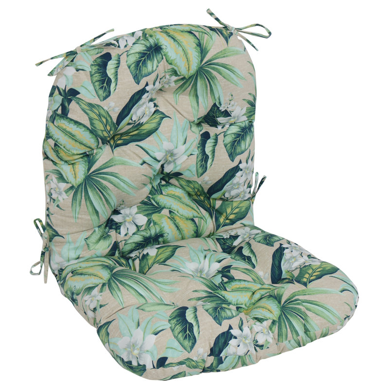 Outdoor 6'' Seat / Back Cushion, Beige/Green Floral