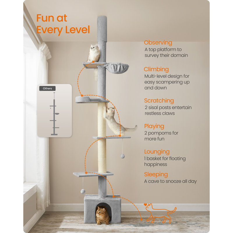 291cm H Cat Tree, Grey