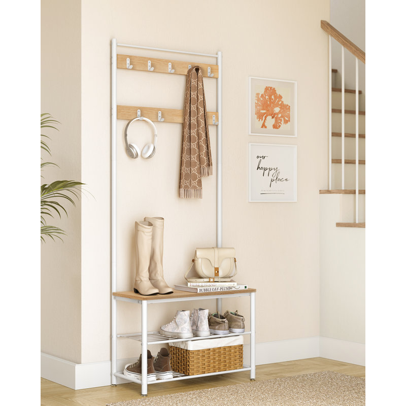 Abingdon Hall Tree 70cm Wide with Bench and Shoe Storage, Oak Brown/White