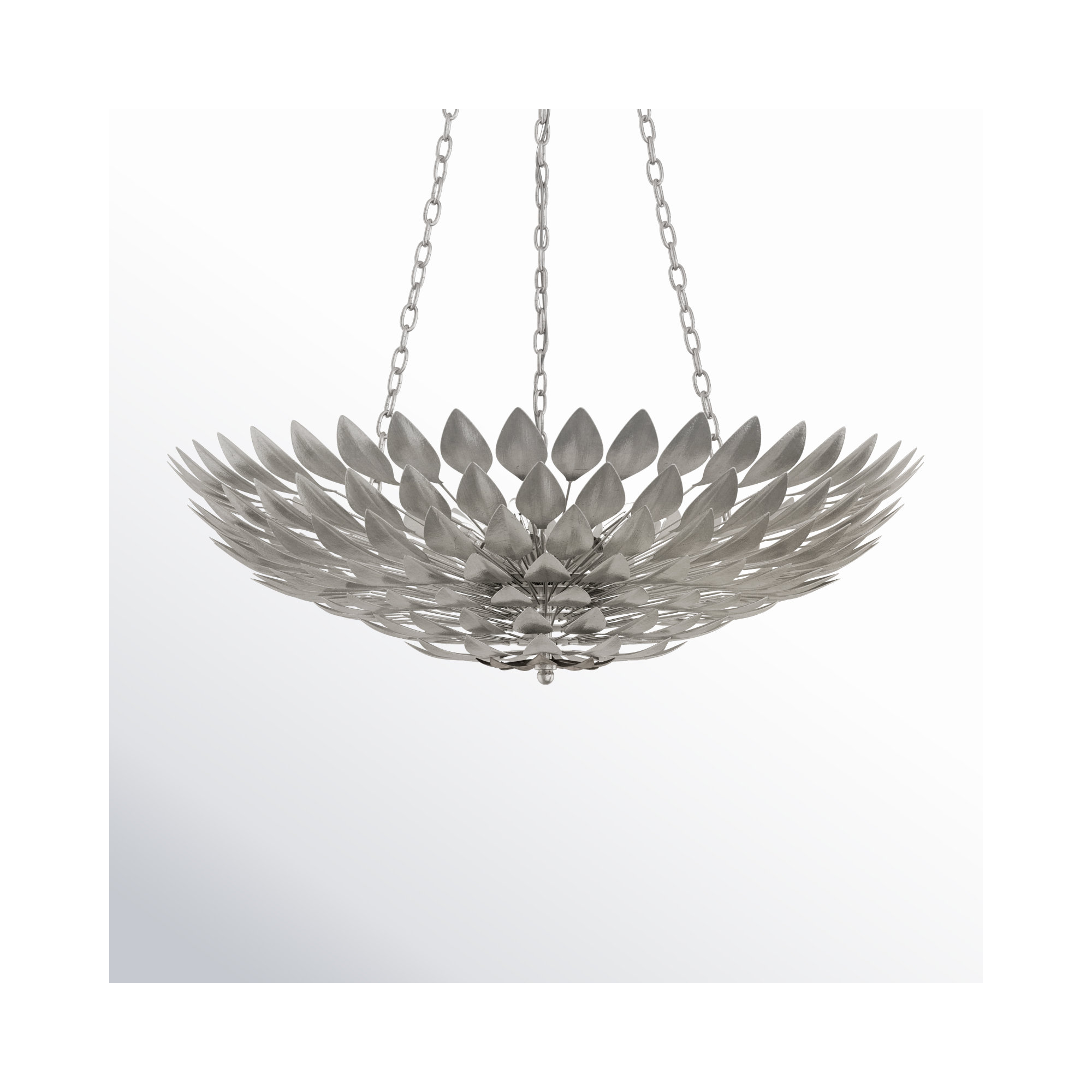 6 Light Dimmable Pendant, Antique Silver