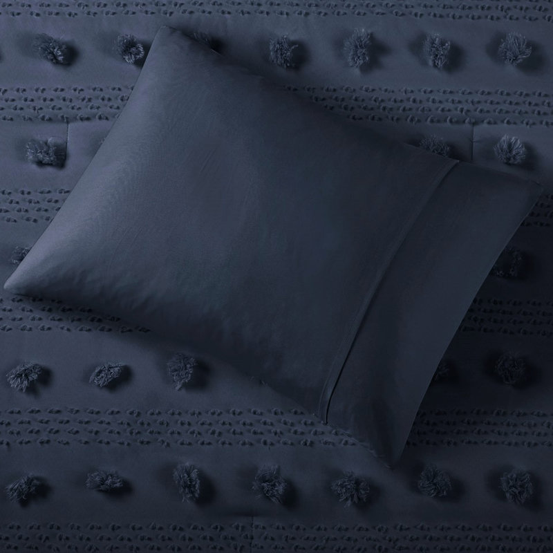 Édredon très grand / très grand orné - Textile bleu marine, Édredon pour très grand lit + 2 taies décorativ, Marine