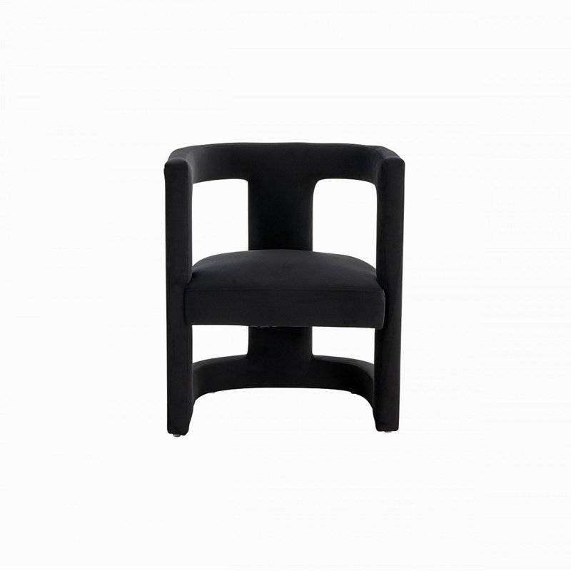 Fauteuil en velours de 23,09 po de largeur Ezichi, Velours noir