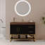 Meuble-lavabo autoportant moderne 36 po avec lavabo en céramique et plateau en pierre frittée 36 po - Meuble-lavabo noir et doré pour salle de bain-1429232464