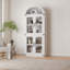 Bibliothèque de 72 po de hauteur avec portes vitrées, armoire de rangement à 4 niveaux pour présentoir de construction robuste, organisateur de plancher moderne pour le bureau à domicile, blanc-672789912