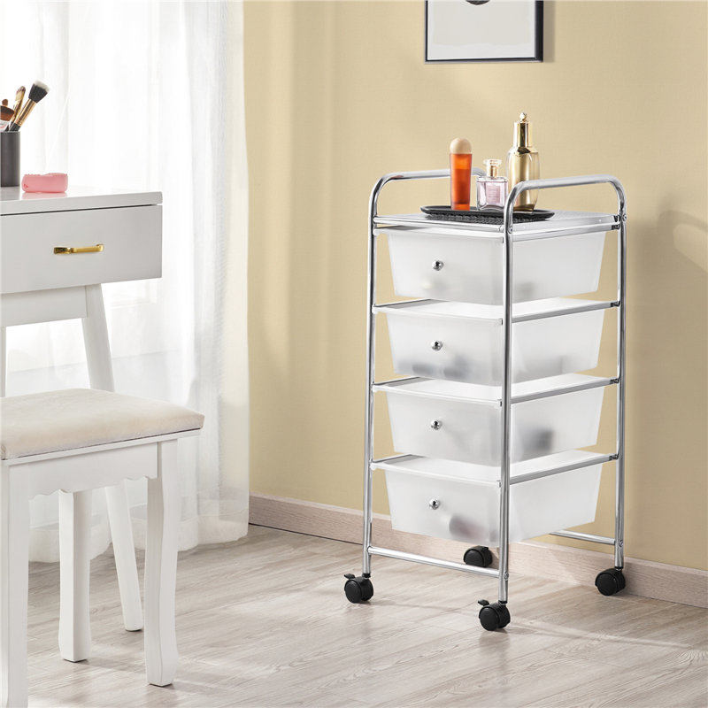 4 Drawer Storage Drawer with Locking Wheels