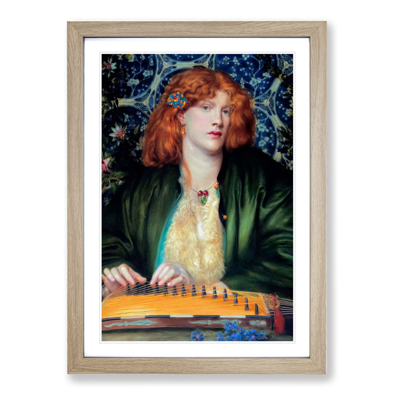 The Blue Bower by Dante Gabriel Rossetti - Picture Frame Painting on MDF, Oak Framed, 36cm H x 27cm W x 2cm D