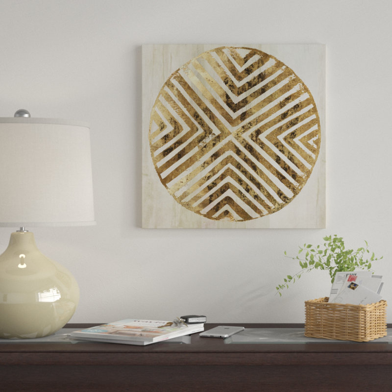 «African Lines II», impression sur toile, H 12 po x l 12 po x P 1,5 po, Toile avec cadre doré, Pas de tapis